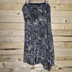 ICE Slip Skirt Medium Womens Y2k 90s Asymmetrical Hem Black